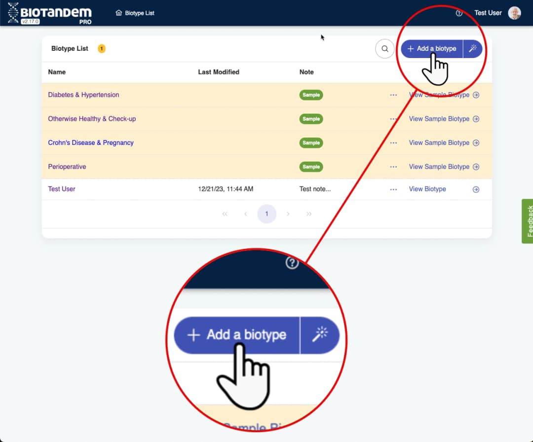 Create a Biotwin (patient profile)